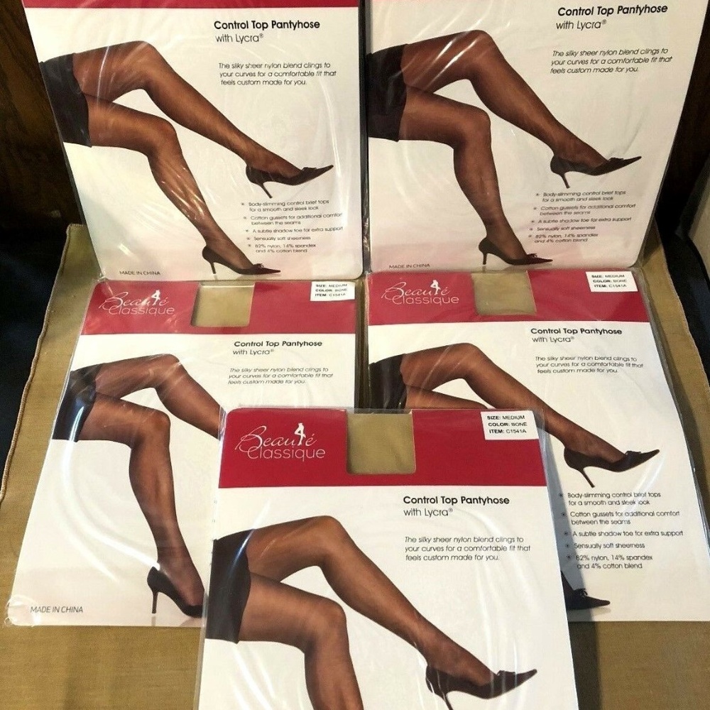 Lot of 5 Pair Beaute Classique Pantyhose NWT